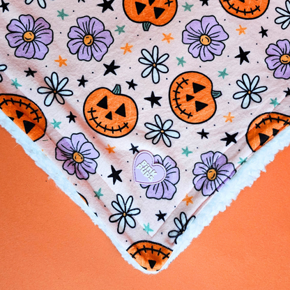 Pumpkins and Petals Halloween Fleece Dog Blanket