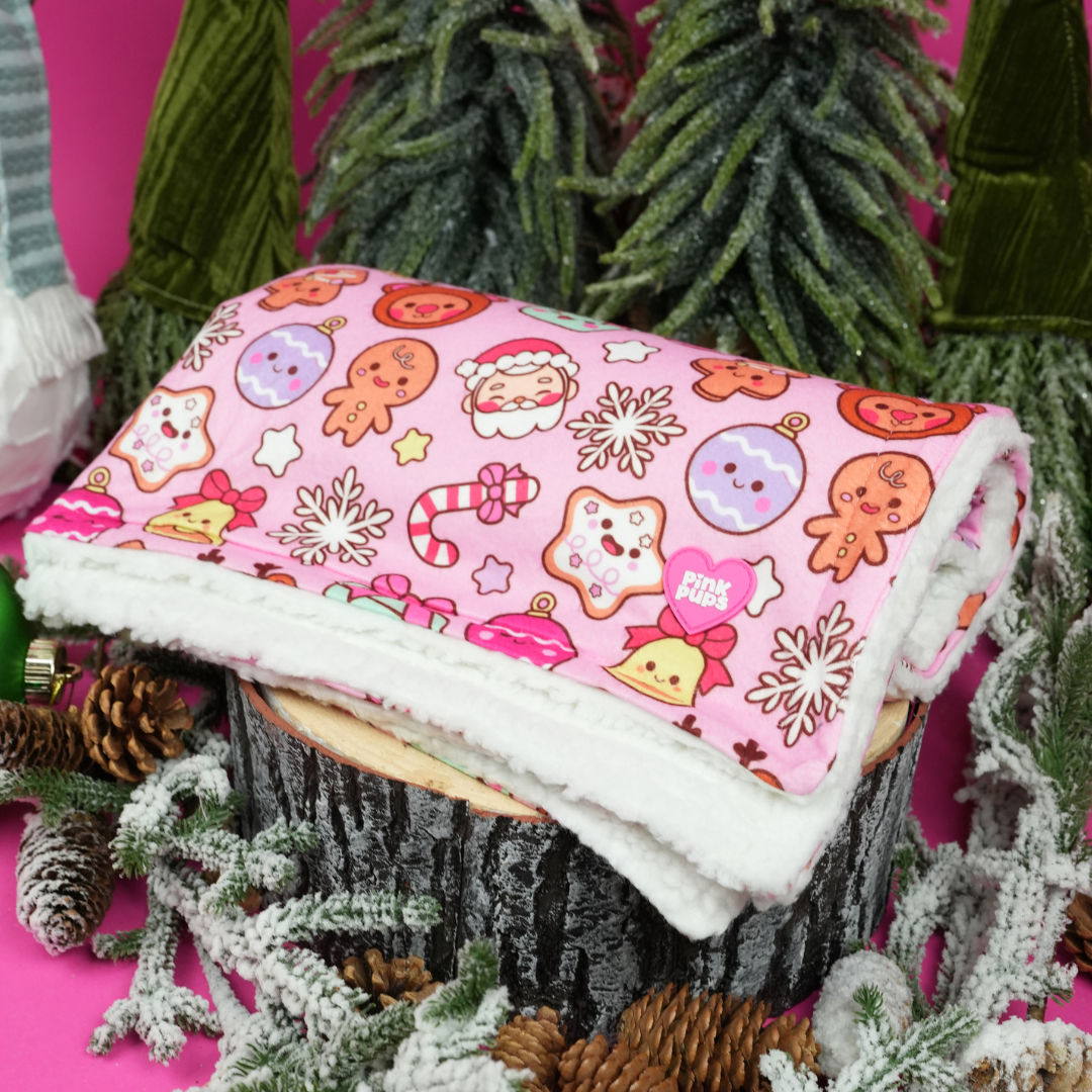 Merry Pinkmas Fleece Christmas Dog Blanket