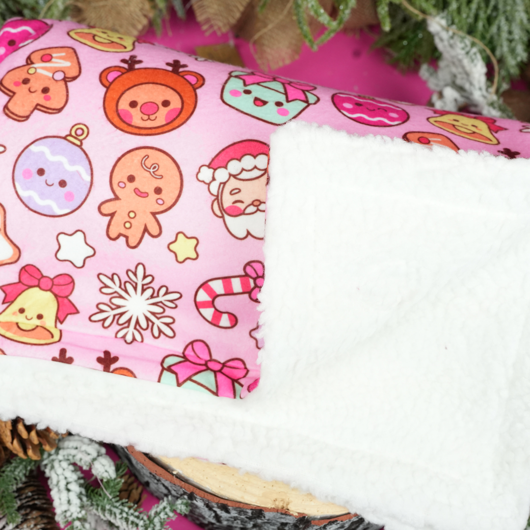 Merry Pinkmas Fleece Christmas Dog Blanket